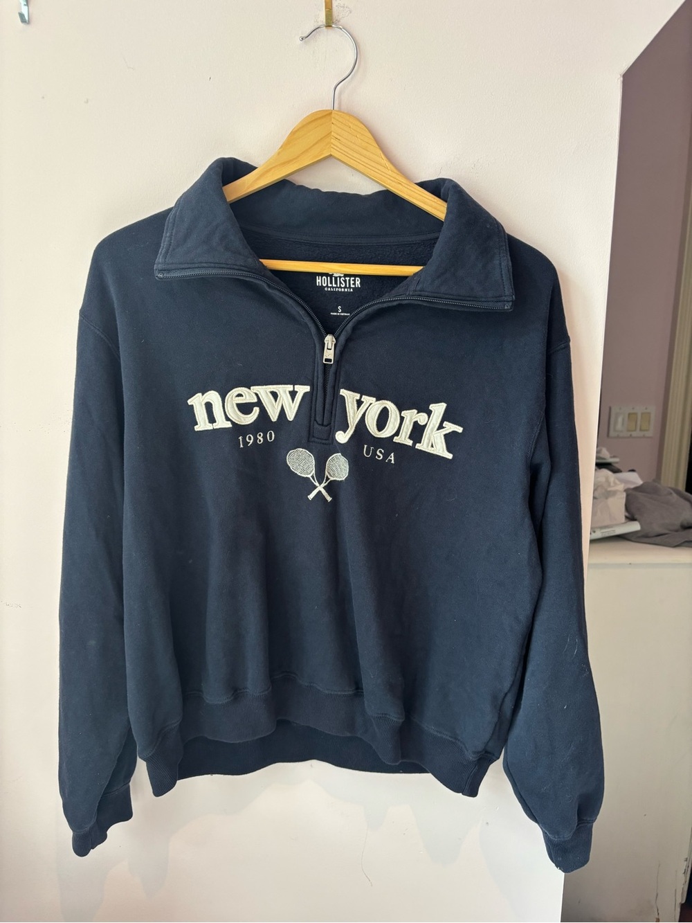 Hollister Navy Cowl Neck 'New York' Pullover